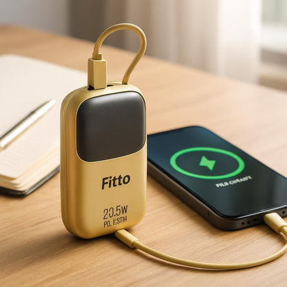 10000 mAh Power Bank, 22.5W Fast Charging, Type C & Lightning, Gold