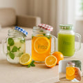 96 Pieces Mason Jar Glass Mug Set ofs (3 with Handle – 500ml – 450ml – 10x7.5x12.5cm)