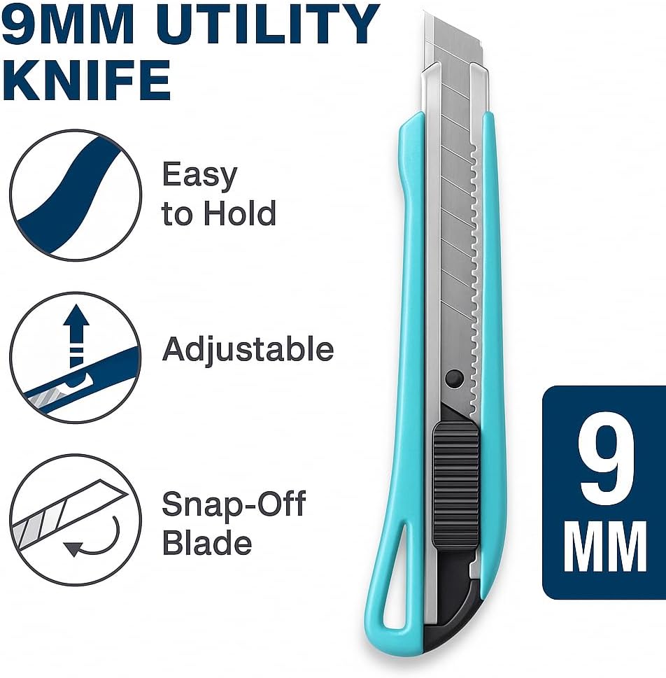 120 Pieces 9mm Adjustable Cutters (13cm Blue – Multi-Purpose Utility Blade)