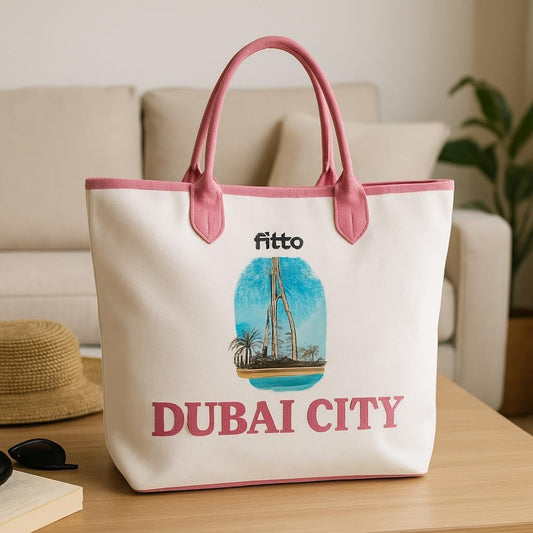 Eco-Friendly Dubai Pink Canvas Tote Bag with Durable Handles