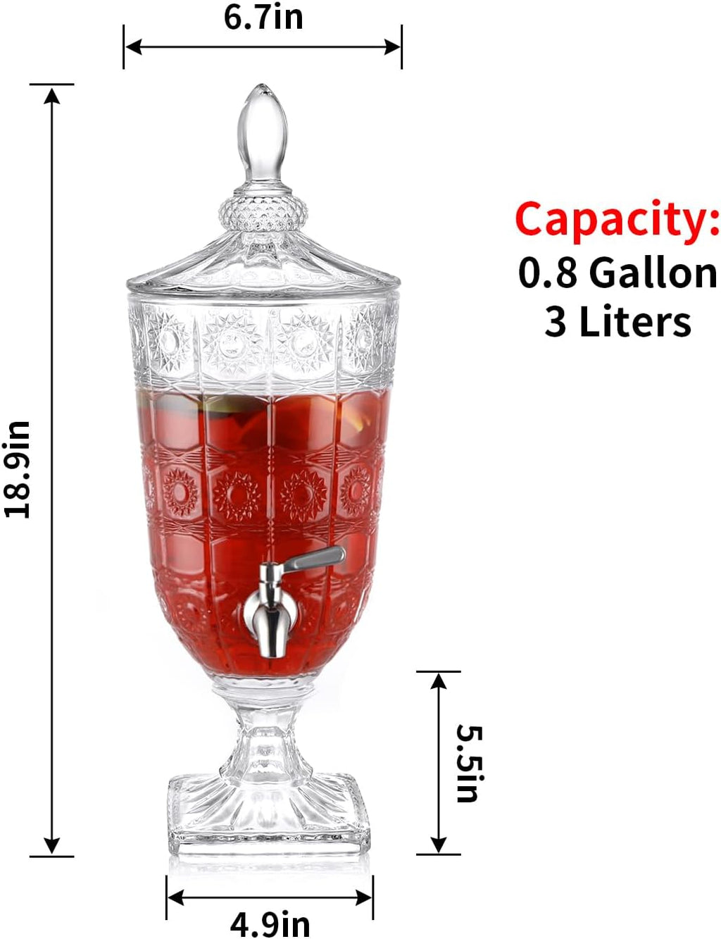 48 Pieces 5 Liters Glass Beverage Dispensers with Stainless Steel Spigot - Large Capacity Drink Dispenser for Parties (Events – and Outdoor Use - Elegant Glass Jar with Leakproof Design)