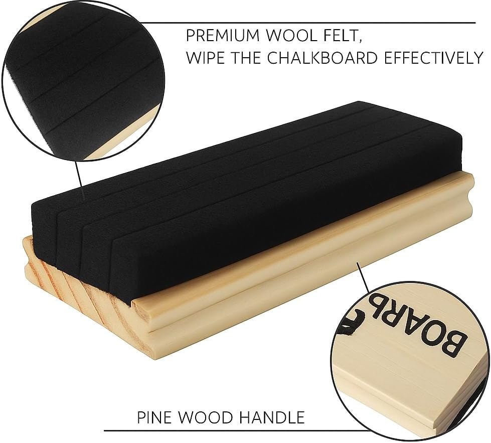 Wooden Board Eraser 130mm x 45mm x 35mm for Whiteboards and Chalkboards