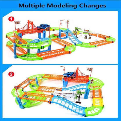 Race Car Tracks - Dinosaur Toys Set for Kids, Glow in the Dark, Curved and Straight Track Pieces, Dinosaur-Themed Adventure, Perfect for Boys & Girls, Fun Building Toy Set, Ages 3+