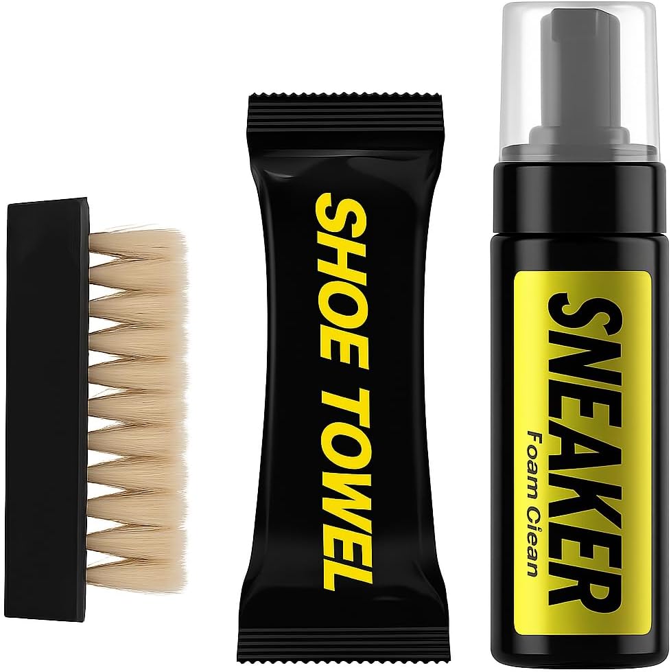 Shoe Cleaner Kit with Towel and Brush - Multi-Surface Shoe Cleaner for Leather, Suede, Canvas & Sneakers - Deep Cleans, Restores Shine, Removes Dirt & Stains - Gentle & Effective Shoe Care