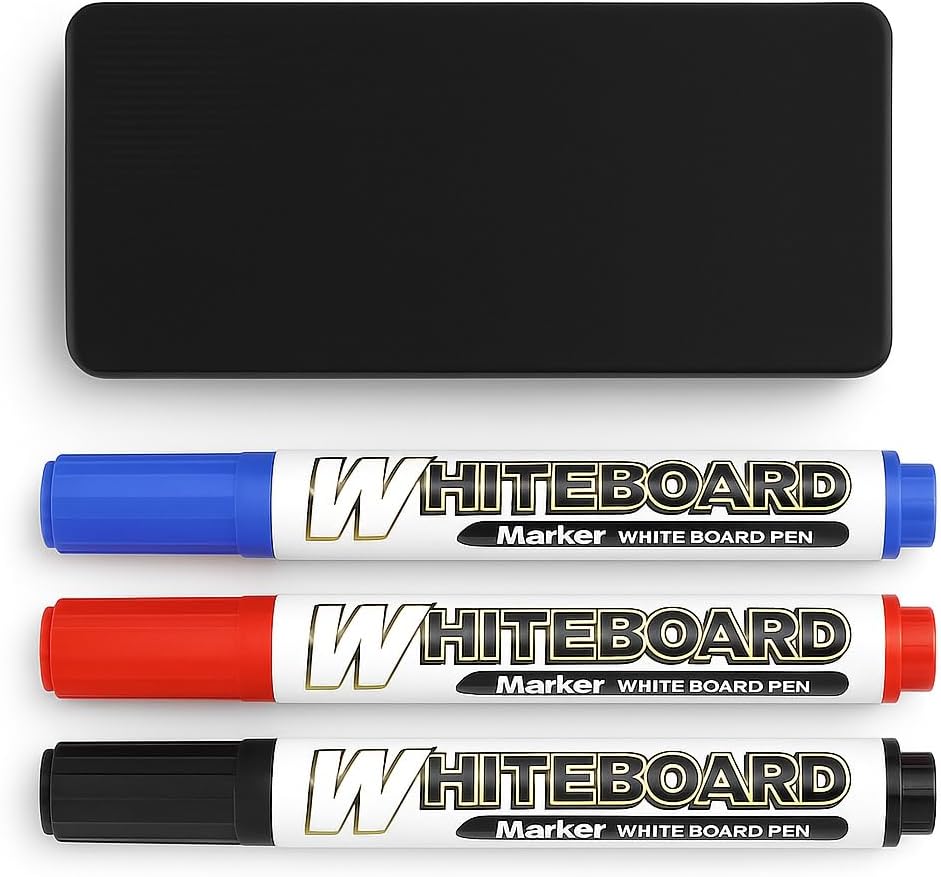 120 Pieces 4 Pieces (13cm Whiteboard Marker with 11cm Eraser - Assorted Colors)