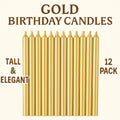 240 Pieces 6Pcs Long Thin Birthday Cake Candles with Stand - Gold (Celebration Party Candle – Housewarming – Anniversary Candle for Cakes – 13cm)