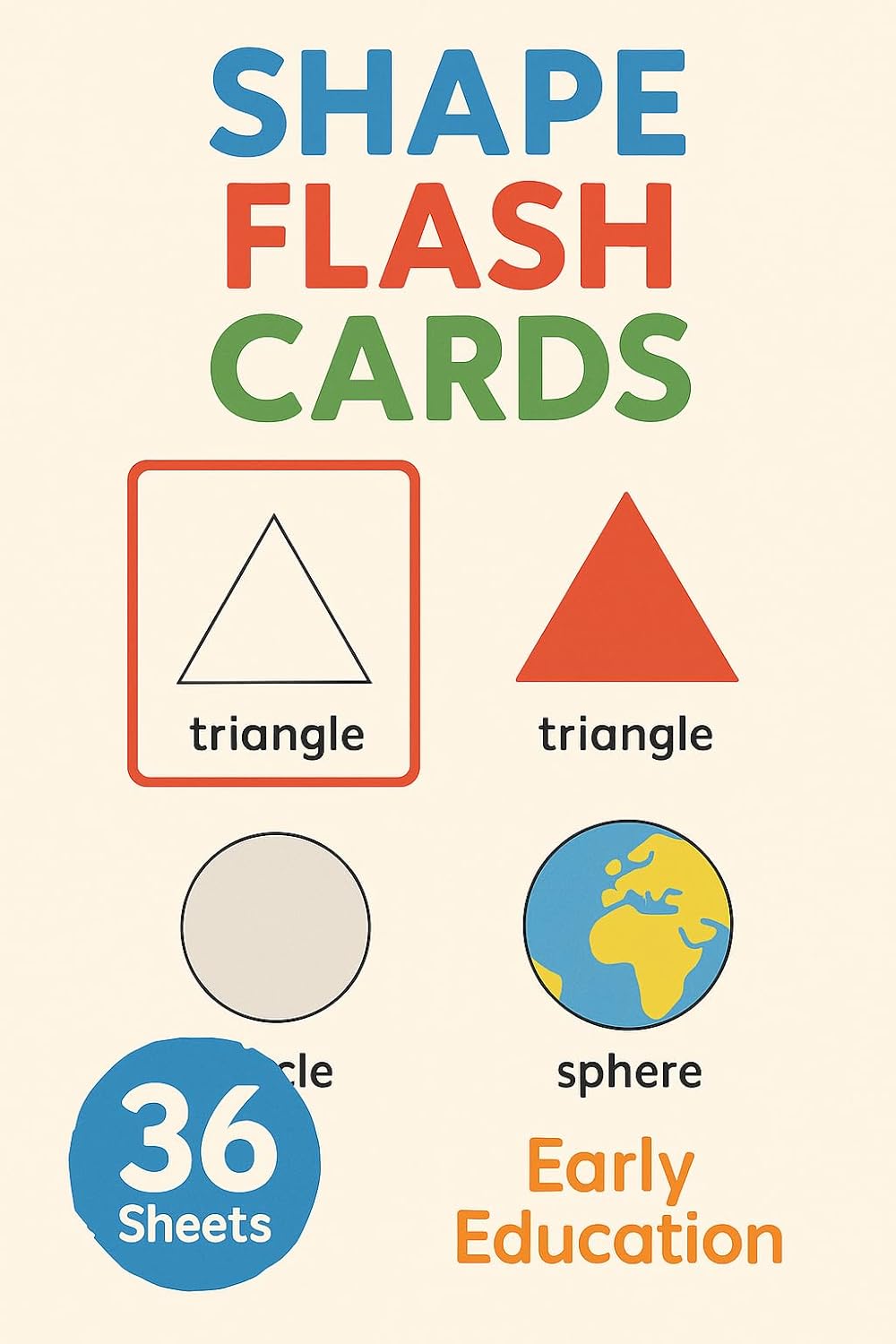 120 Pieces 36 Sheets Shapes Series Flash Cards (12x7.7cm - Educational Learning Tools)