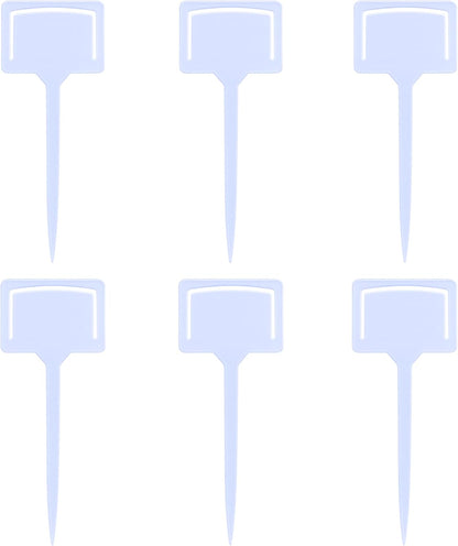 White Plastic Garden Plant Markers - 6 Pcs Labeling Stakes