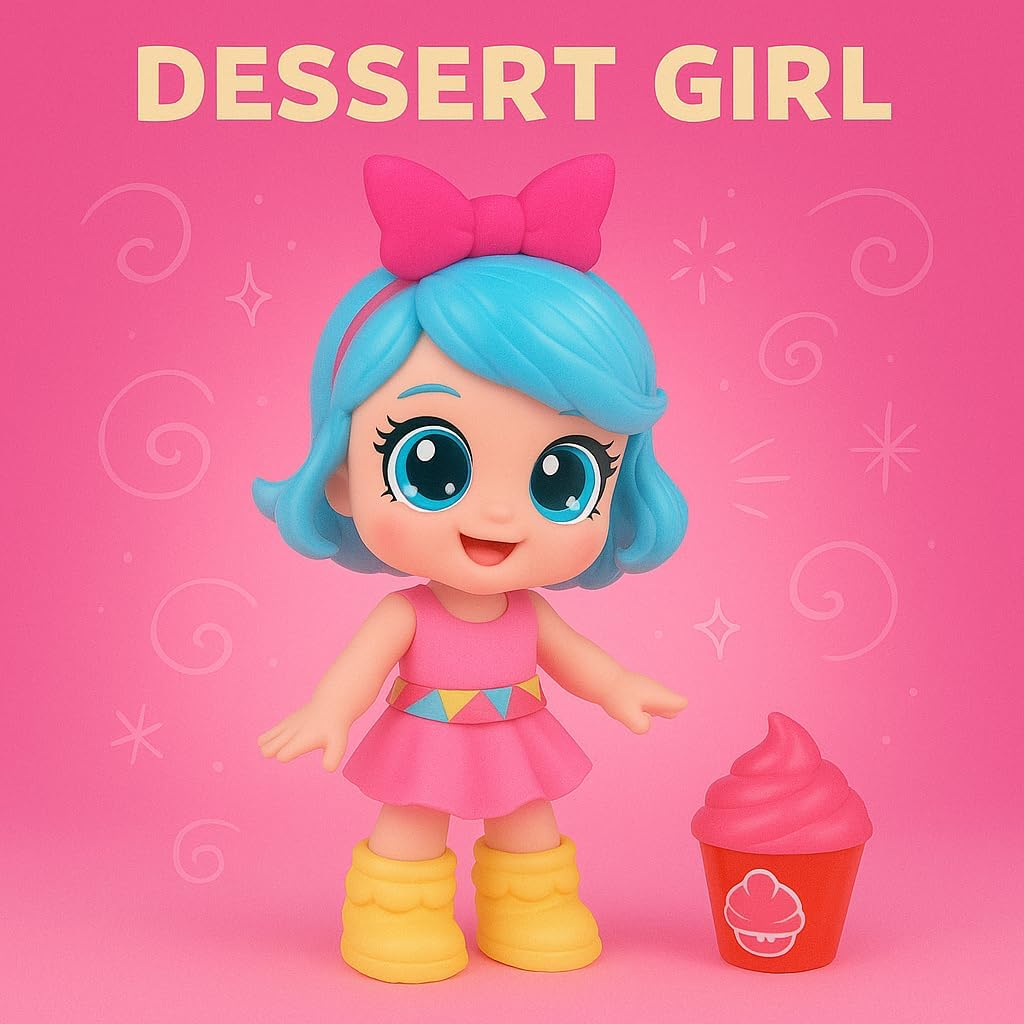 72 Pieces pretty stylish modern dolls with yellow boots (large blue eyes – Dolls blue hair with battery – singing doll toy ice cream blind box surprise 12-inch toy for girls)