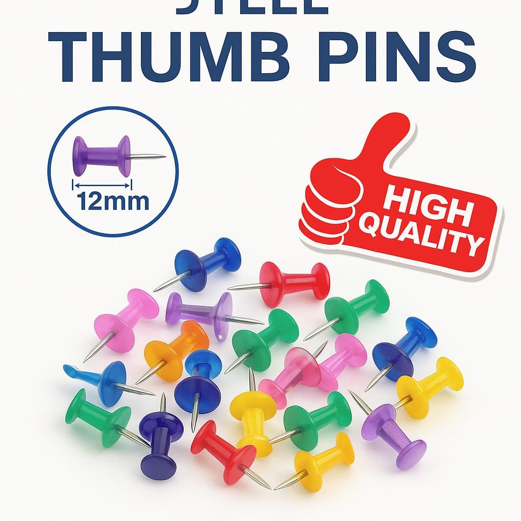 144 Pieces 40 Pieces Steel Thumb Pins Assorted Colors for Arts (Crafts & Home Projects)