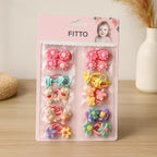 96 Pieces Multicolor Tic-Tac Hair Clip & Rubber Band Sets (Pack of 8)