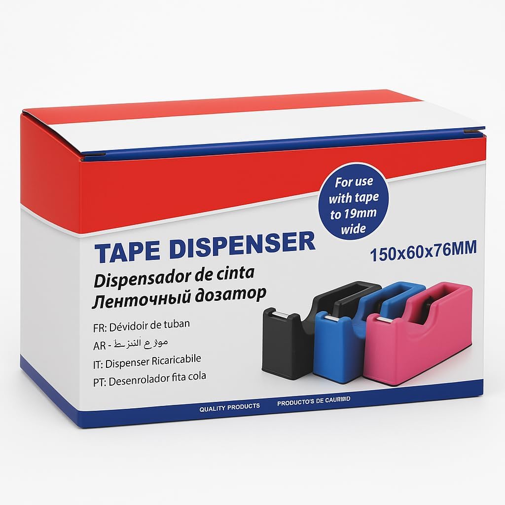Tape Dispenser 1 PC 150MM X 60MM X 76MM, Assorted Colors, Office and Home Use