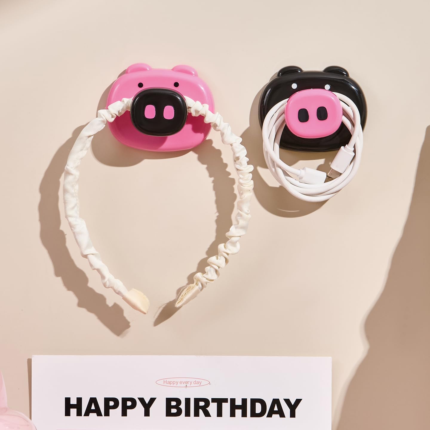 Cartoon Suction Cup Hooks – Fun Black and Rose Red Design Pack Of 2