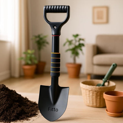 Hand Shovel with Black Metal Blade and Textured Grip Handle