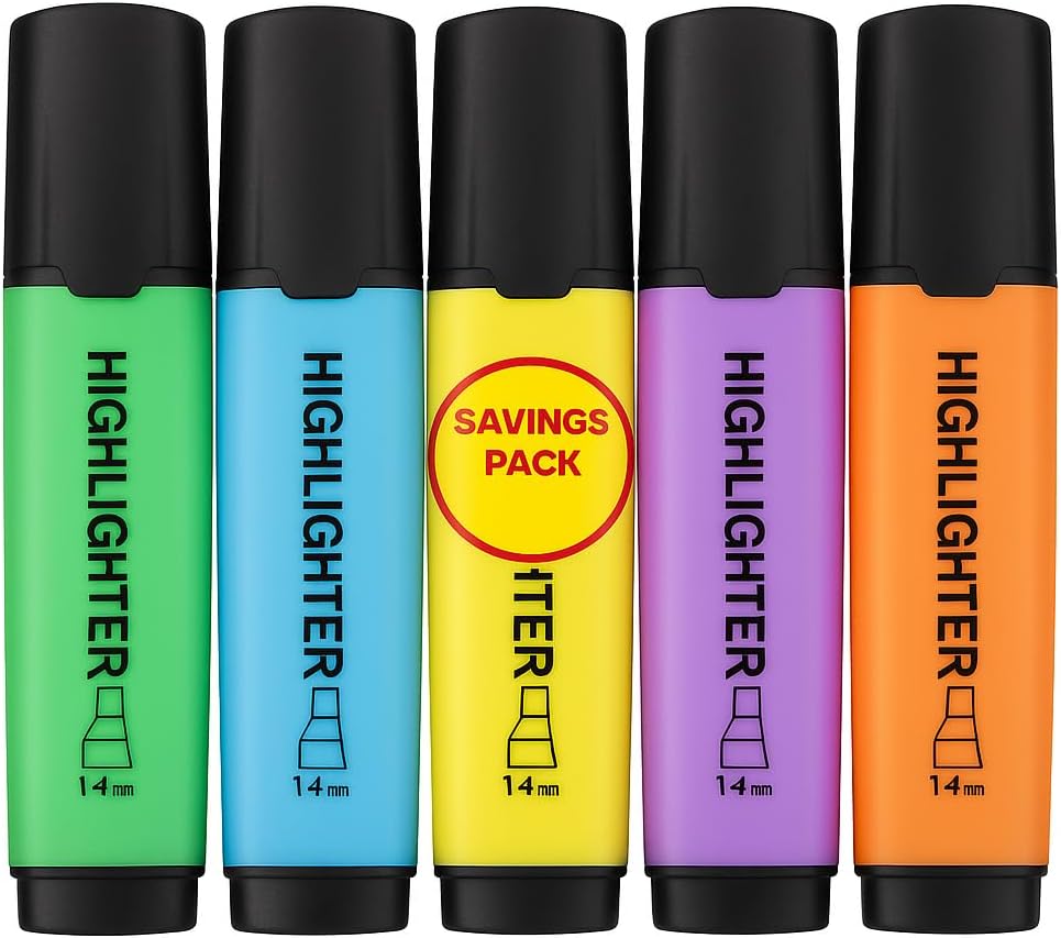 96 Pieces 6 Pieces (1/5mm Highlighter – 11cm Assorted Colors – School Stationery Marker)