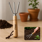 96 Pieces Hand Cultivators with Wooden Handle and Leather Strap for Soil Aeration and Weeding