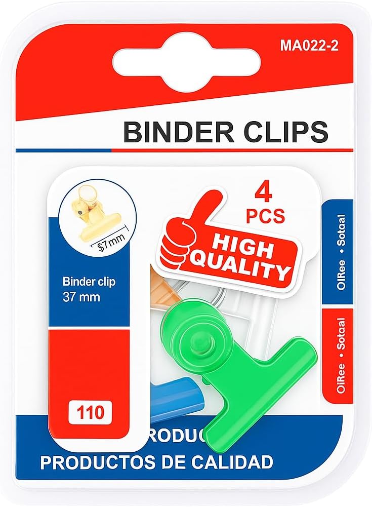 144 Pieces 4 Pieces Binder Clips (31mm Assorted Colors)
