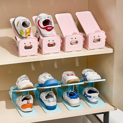 Compact Trapezoidal Shoe Rack – Blue & Pink – Lightweight Design