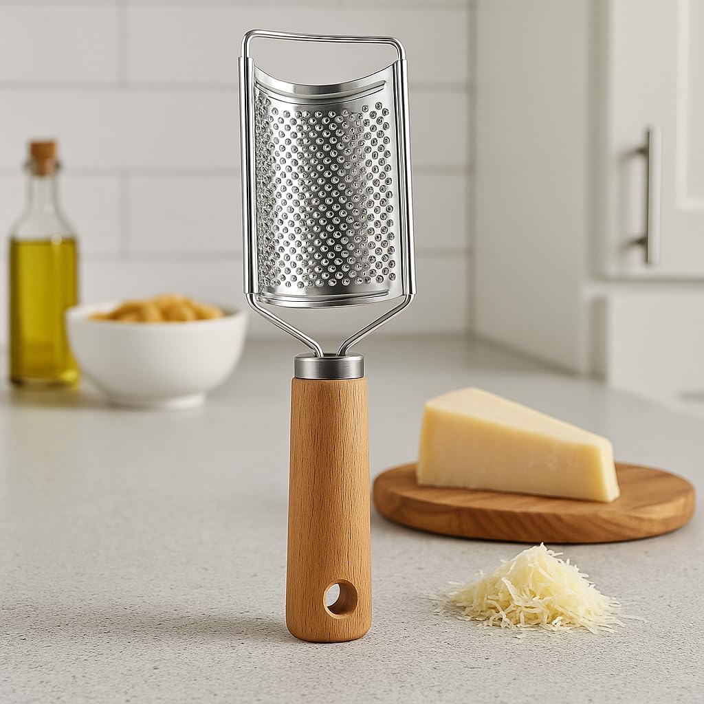 120 Pieces Portable Wooden Handle Cheese Grater - Multi-Purpose Graters for Ginger (Potato – Cheese – Butter – Chocolate – Silver Colour – Perfect for Home Kitchen Use)
