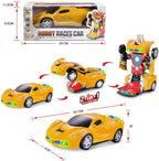 96 Pieces 2 In 1 Transformer Sports Car Transform Automatically From Robot Mode To Sports Car Modes with Light and Music