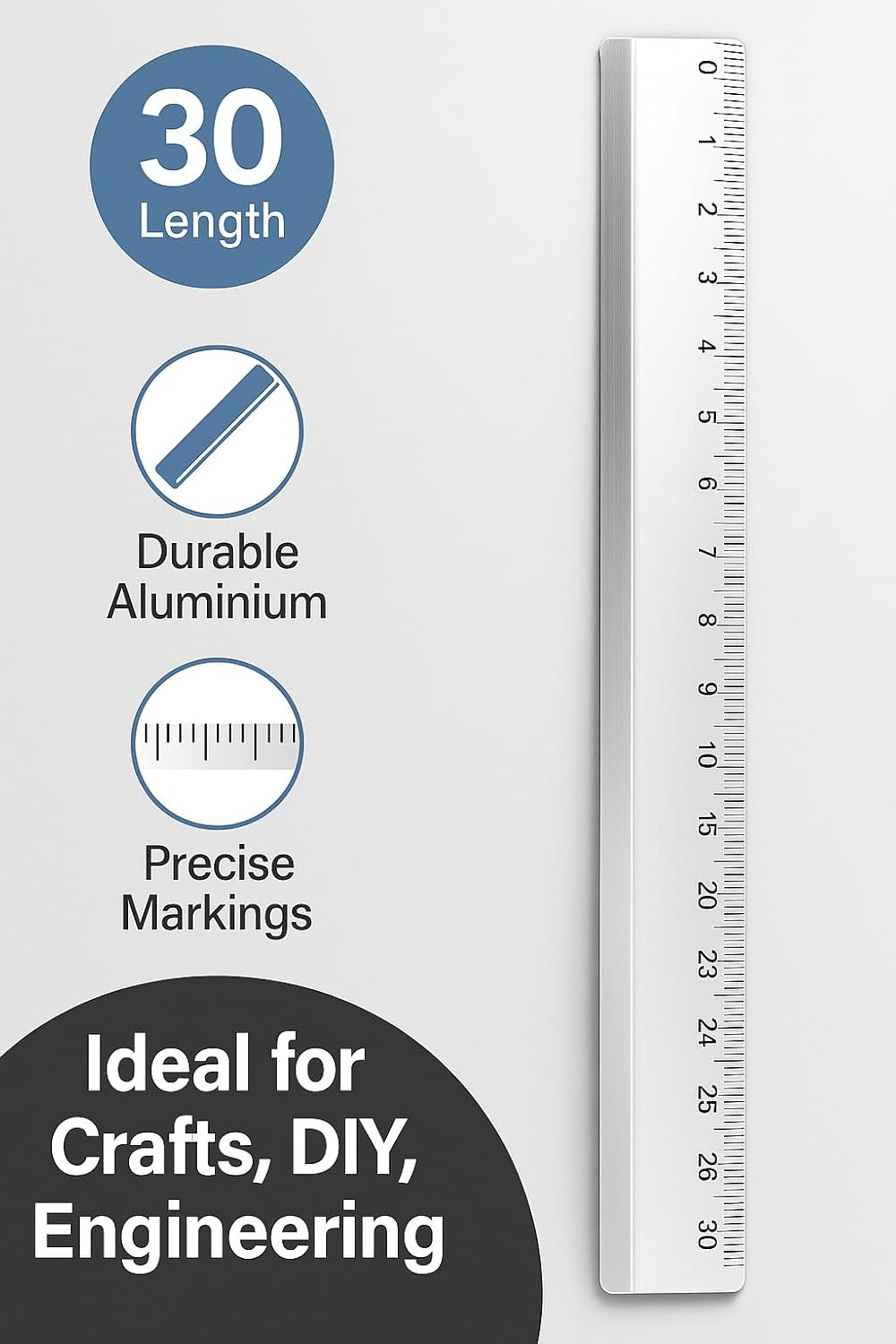 144 Pieces Aluminium Ruler Scales (30cm – Accurate Measuring Tool for Crafts – DIY – Engineering)