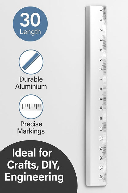 Aluminium Ruler Scale 30cm – Accurate Measuring Tool for Crafts, DIY, Engineering