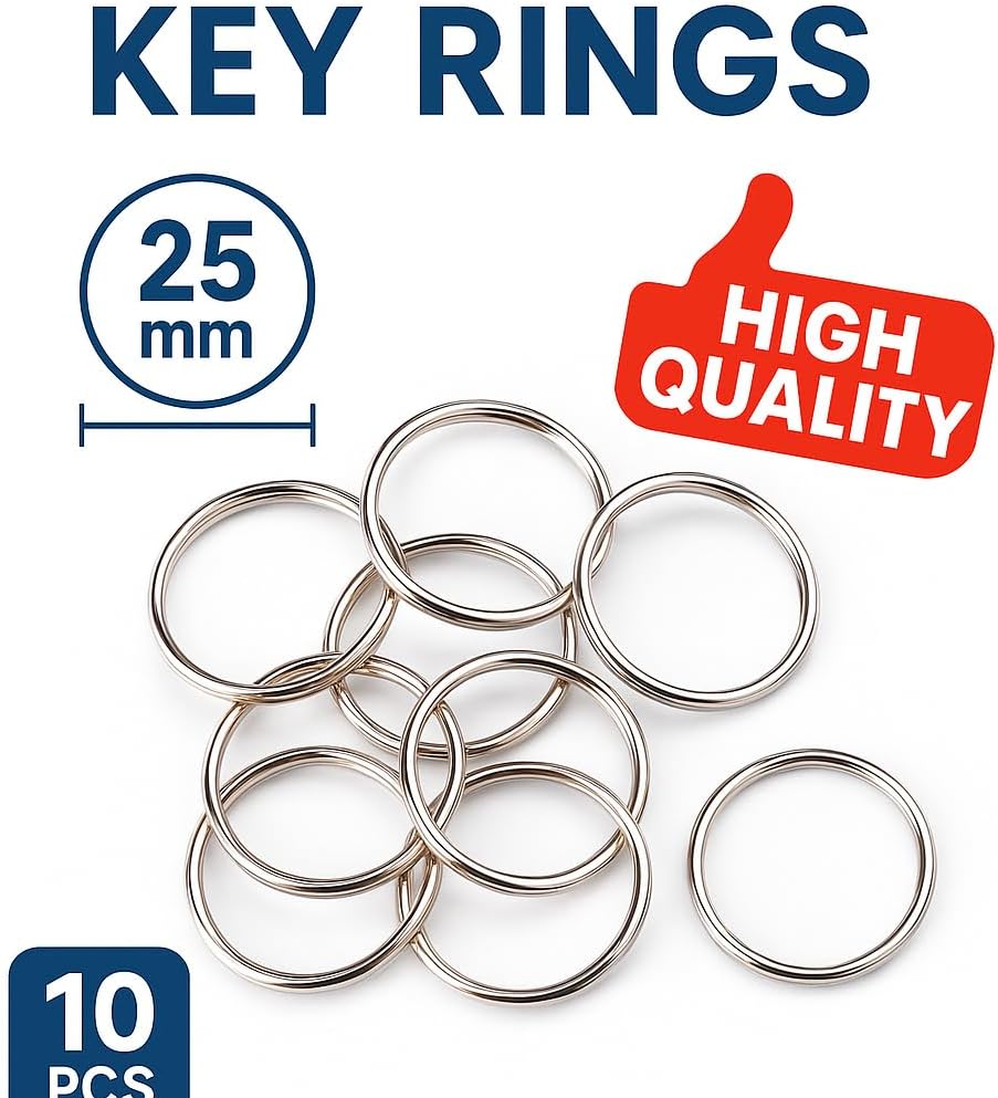 144 Pieces Key Ring Set 10 Pieces (25mm Metal Split Rings for Keys – Crafts – and Accessories)