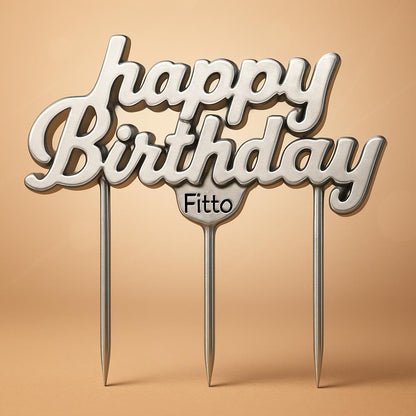 1Pc Happy Birthday Letter Cake Candle - Silver, Cake Decoration, Birthday Cake Topper