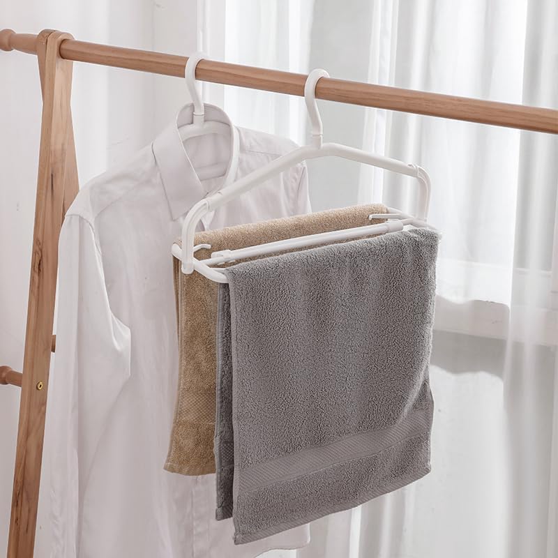 60 Pieces Retractable Folding Coat Hangers (Compact Design – White – Pack of 6)