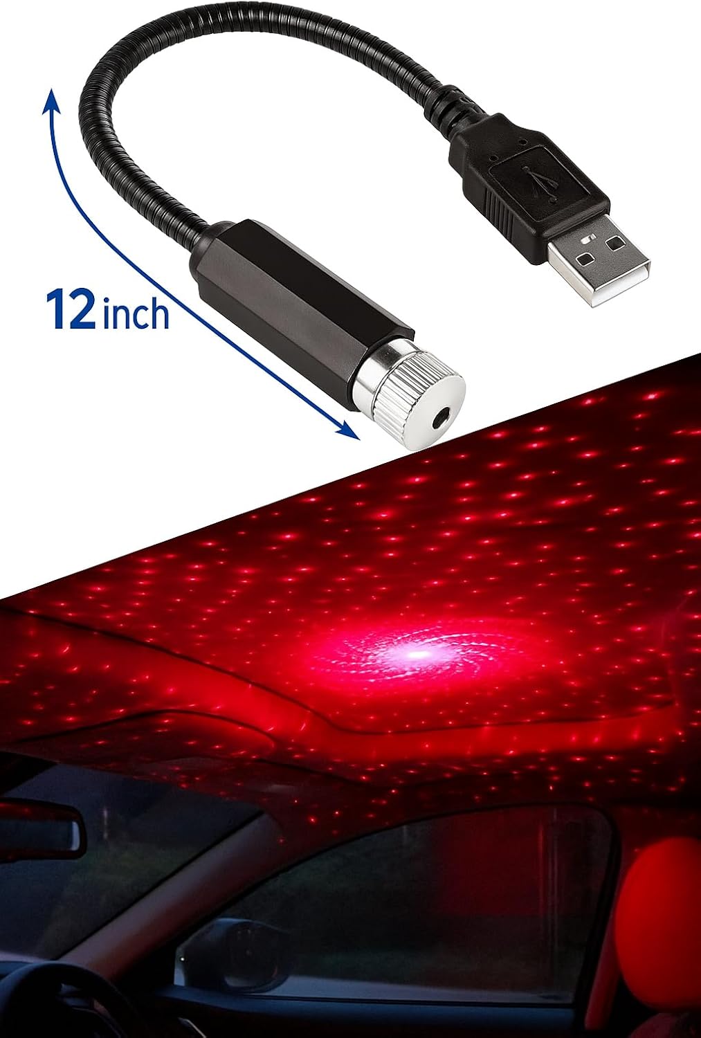 96 Pieces USB Star Light Projectors for Car and Home (Flexible 360° Ceiling Galaxy Lamp – Romantic Atmosphere – Multi-Pattern LED – Portable Interior Light for Car Roof and Room Decor)