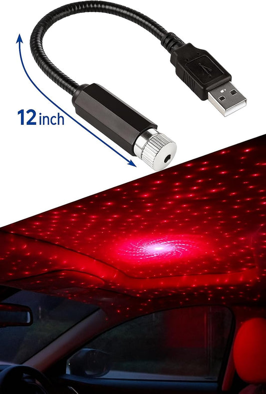 USB Star Light Projector for Car and Home – Flexible 360° Ceiling Galaxy Lamp, Romantic Atmosphere, Multi-Pattern LED, Portable Interior Light for Car Roof and Room Decor