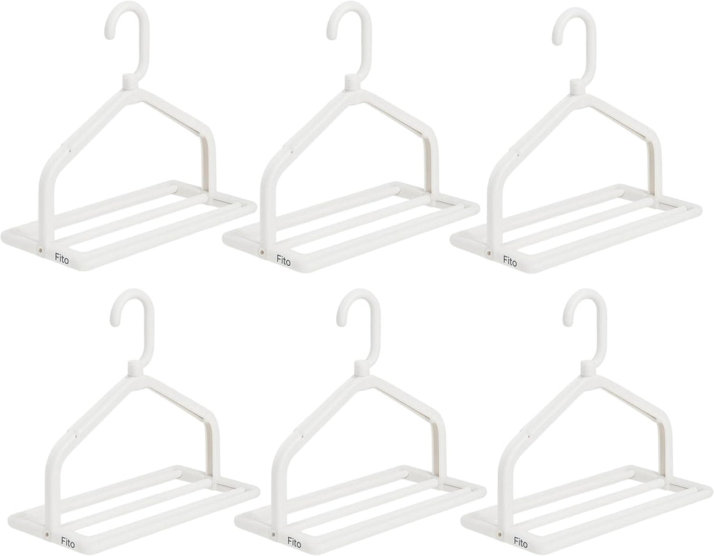 60 Pieces Retractable Folding Coat Hangers (Compact Design – White – Pack of 6)