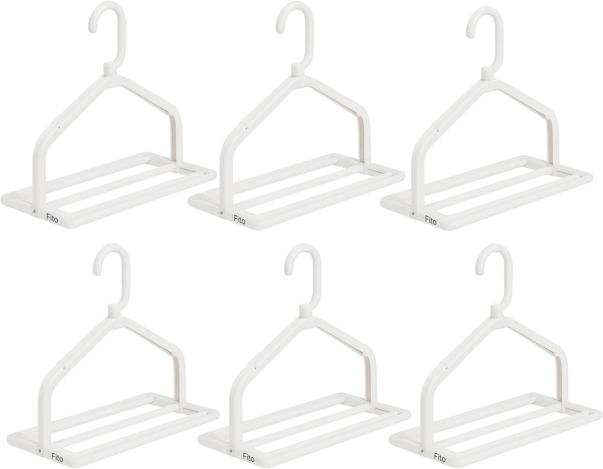 60 Pieces Retractable Folding Coat Hangers (Compact Design – White – Pack of 6)