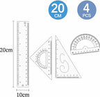 120 Pieces Set of 4 Rulers -s (20cm Scale – Protractor – Triangle – Ruler for School and Office Supplies)