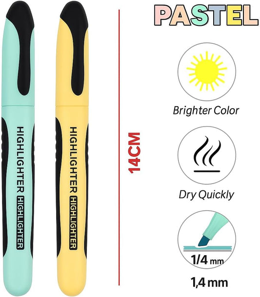 2-Pieces 1/4mm Highlighter 14cm - Blue & Yellow Fine Point Marker