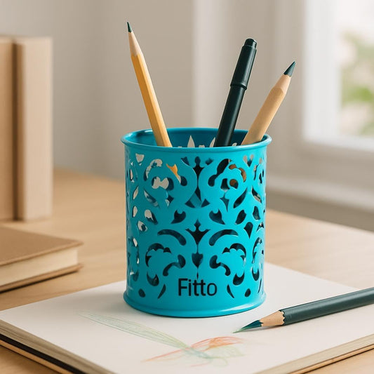 1 Piece Pen Holder Round Shaped 8x9cm Sky Blue Desktop Organizer