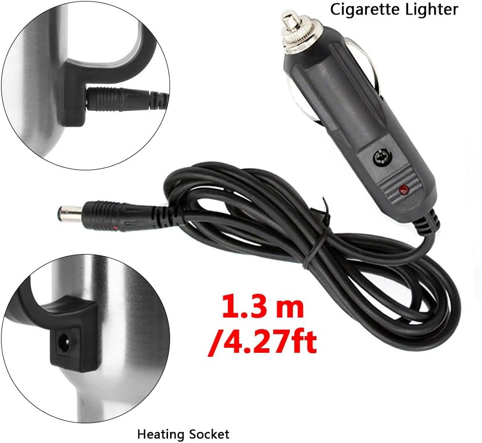 12V Car Heating Cup, Heated Mug, 450ml, Stainless Steel, Travel, Electric Coffee Cup, Insulated Thermos Mug