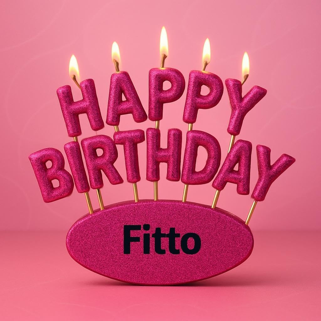 Happy Birthday Candle Cake with Glitters & Pink Sparkle – Birthday Party Cake Topper & Celebration Decoration