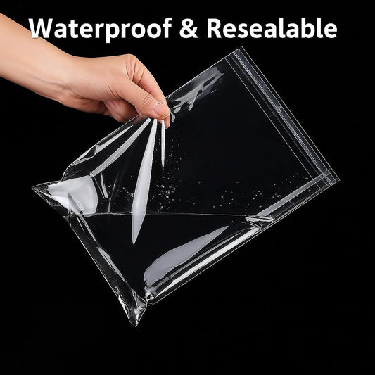 Transparent Bags 20 Pack, 13cm x 18cm, Clear Plastic Storage Bags for Organizing, Reusable Ziplock Bags for Home and Office Use