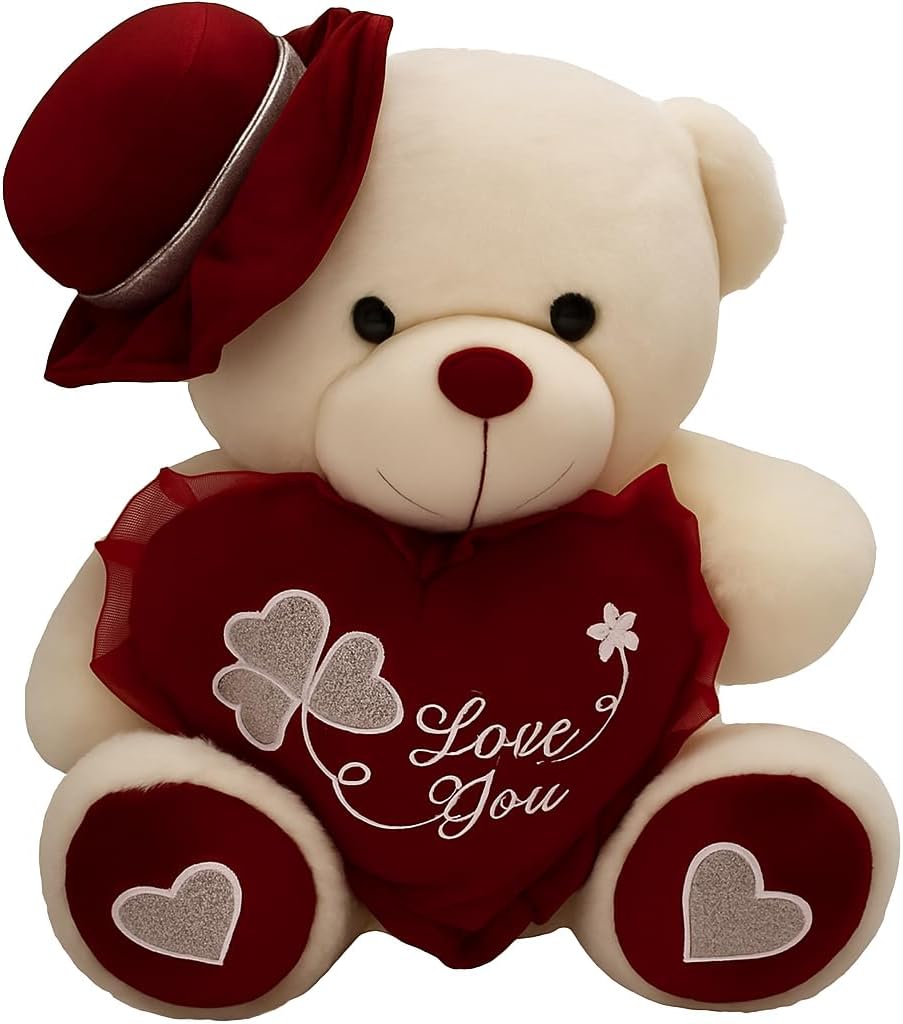 72 Pieces White & Red Teddy Bears with Cap (35cm – Kids Stuffed Animal Toy – Plush Bear – 35 cm – Red & White Stuffed Bear – Children's Plush Toy)