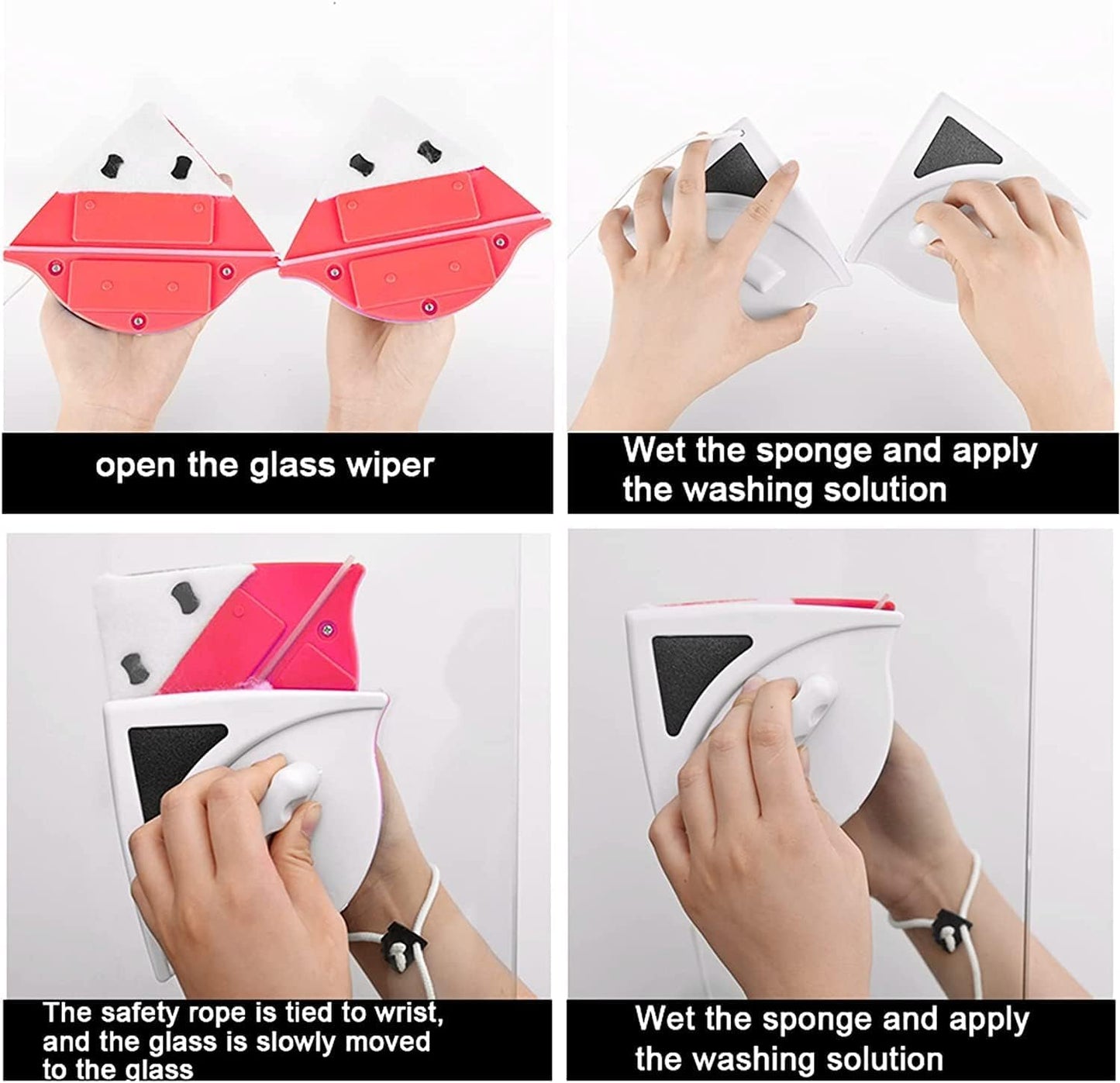 Essentials Double Face Glass Clean, Strong Magnet Glass Cleaner