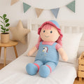 72 Pieces Blue Dolls with Pink Hair Collectible Figurine for Kids Playroom Decor