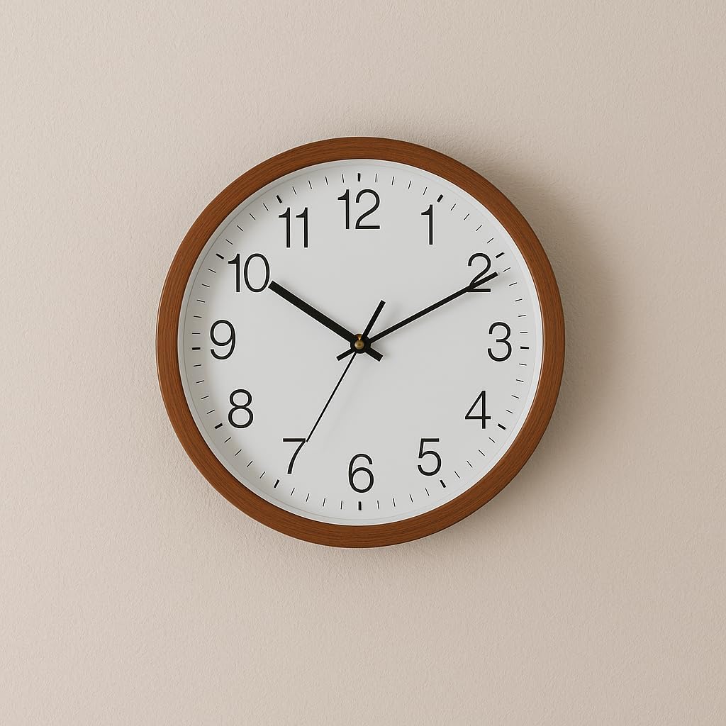 72 Pieces Wooden Finish Frame Wall Clock - Modern Silent Quartz Clocks with Easy-to-Read Numbers | Classic Decorative Timepiece for Home (Office – Living Room – or Kitchen | Durable and Elegant Design)