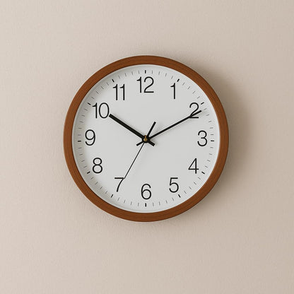 Wooden Finish Frame Wall Clock - Modern Silent Quartz Clock with Easy-to-Read Numbers | Classic Decorative Timepiece for Home, Office, Living Room, or Kitchen | Durable and Elegant Design
