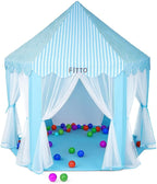 60 Pieces Princess Castle Play Tents for Kids (Fairy Playhouse for Girls – Indoor/Outdoor Party Games – Durable Hexagon Design – Pink & Blue – Ages 3-12)