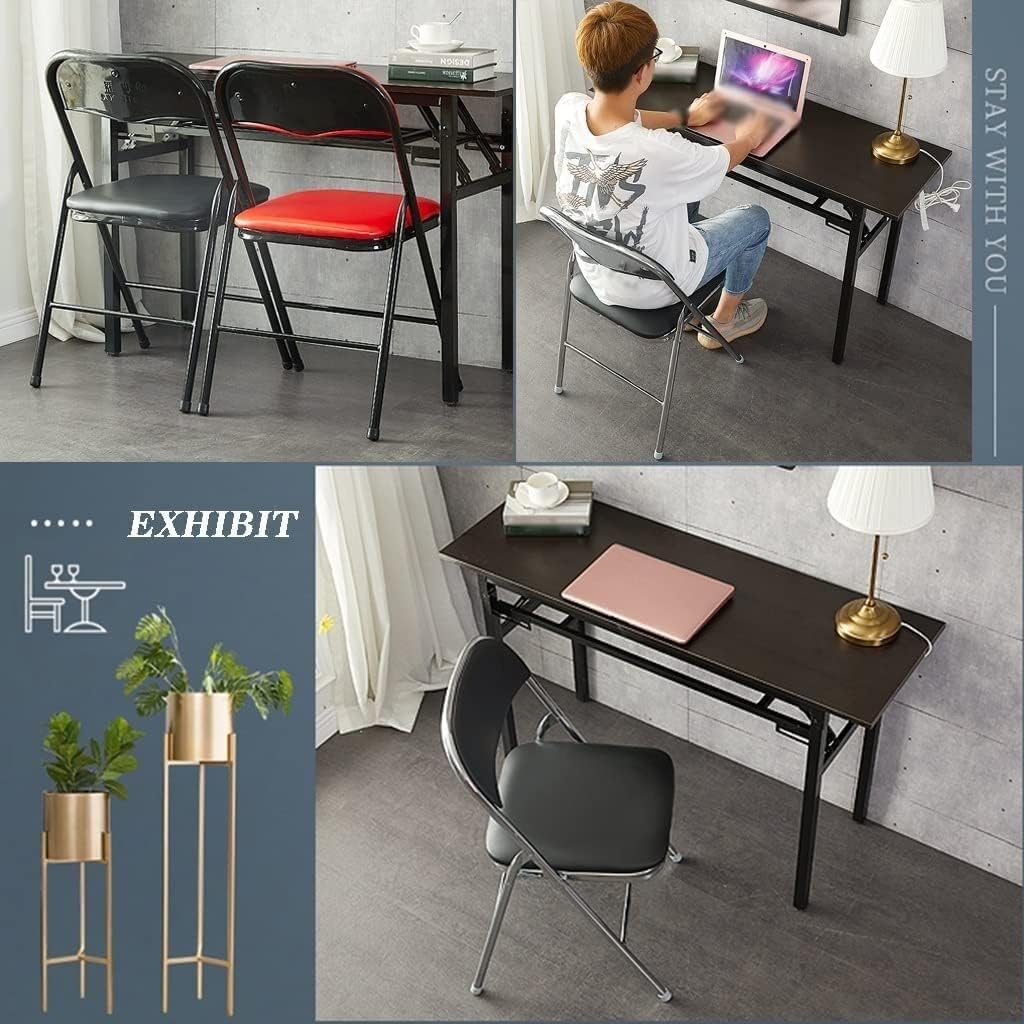 Foldable Lightweight Household Chair – Comfortable Black Folding Chair for Study, Leisure, Computer Use – Durable, Space-Saving Design with Padded -Assorted