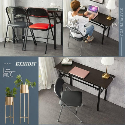 Foldable Lightweight Household Chair – Comfortable Black Folding Chair for Study, Leisure, Computer Use – Durable, Space-Saving Design with Padded -Assorted
