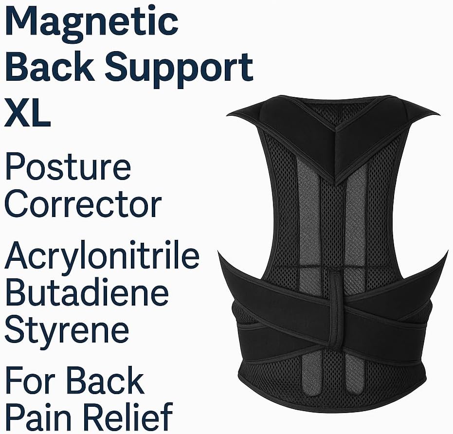 96 Pieces Magnetic Back Supports (XL – Posture Corrector – Acrylonitrile Butadiene Styrene – For Back Pain Relief)