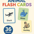 120 Pieces 36 Sheets Animals Series Flash Cards (12x7.7cm for Kids Learning and Play)