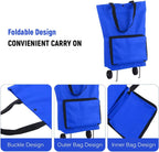 96 Pieces Blue Shopping Bags with Wheels (Large Capacity Rolling Grocery Cart – Foldable & Lightweight – Durable – Ideal for Shopping – Travel – and Outdoor Use)